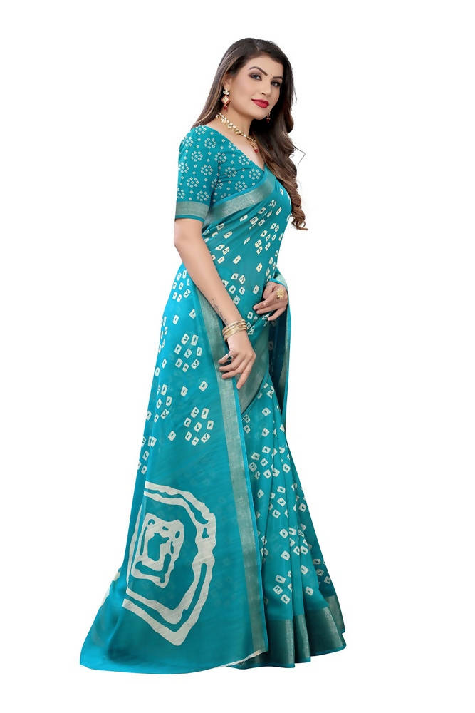Vamika Rama Green Linen Zari Border Saree