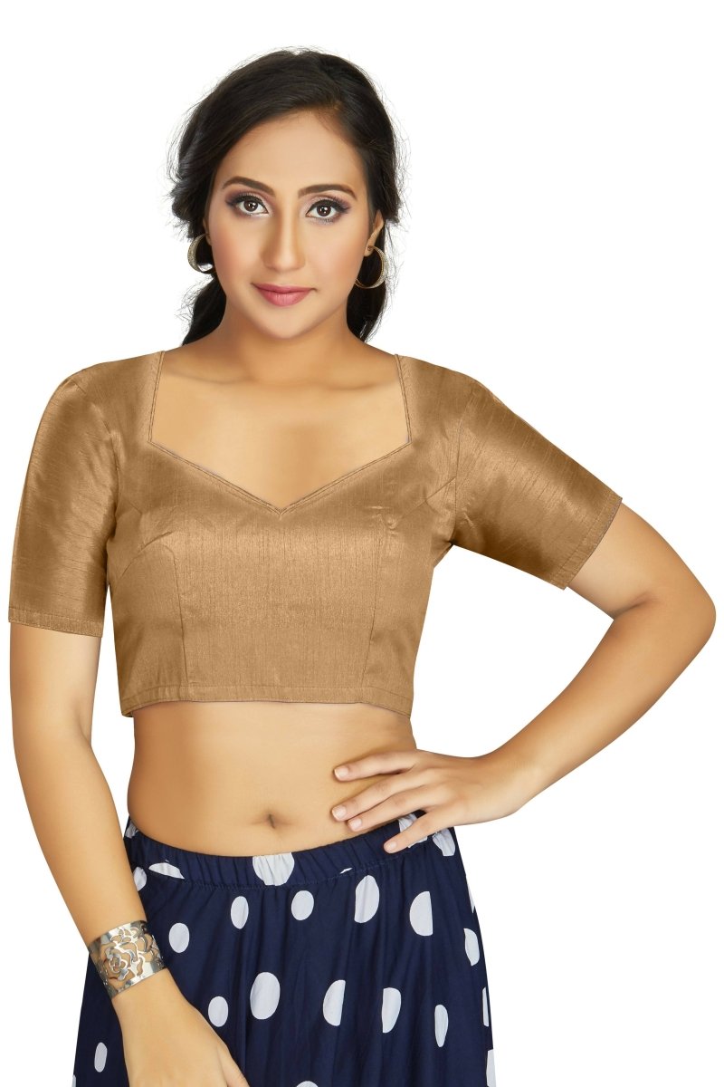 Aastha Fashion Women's Beige Art Silk Designer Traditional Readymade Blouse