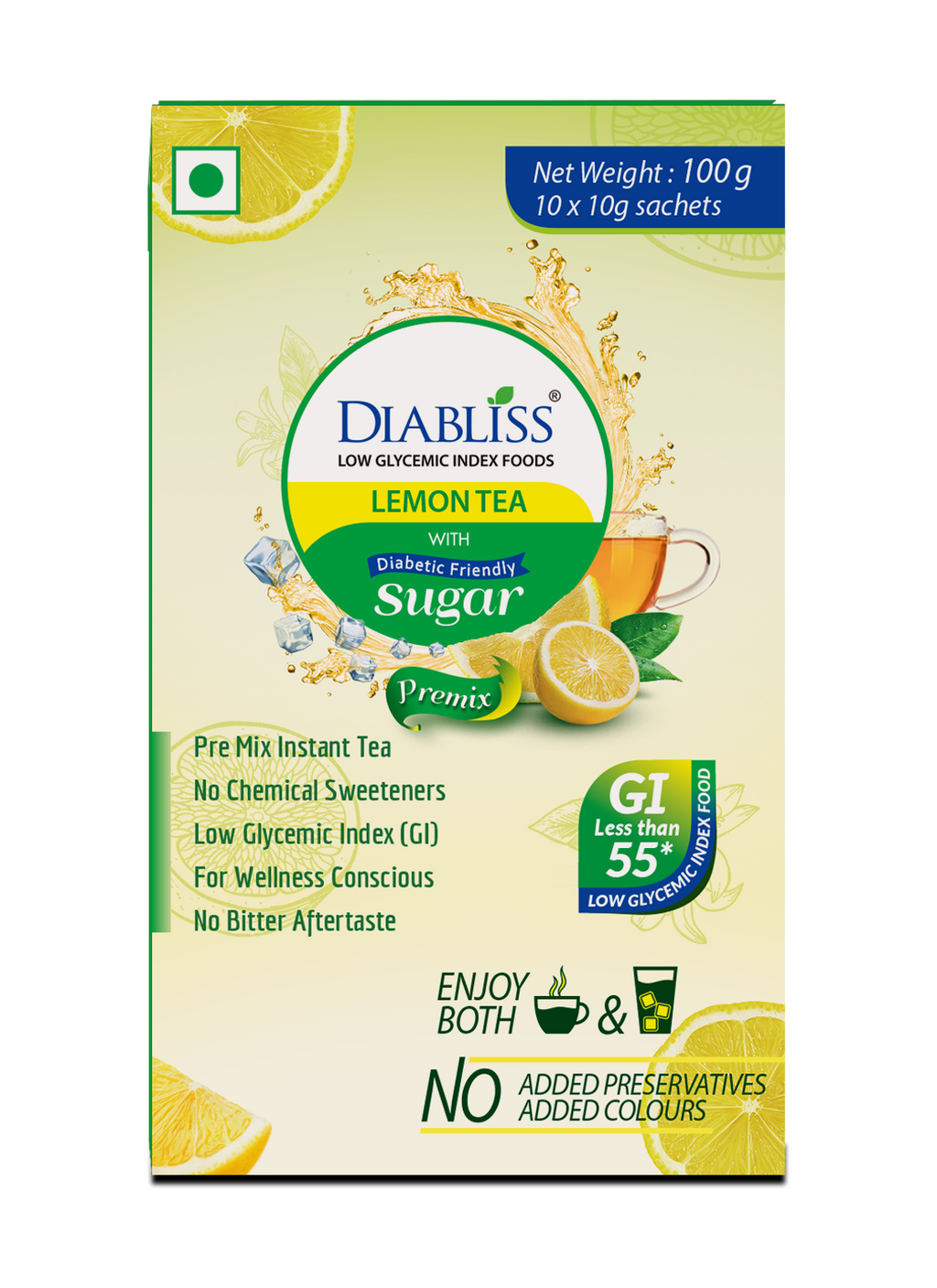 Diabliss Herbal Lemon Tea Sachets With Diabetic Friendly Sugar - Distacart