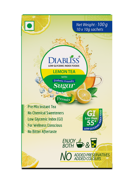 Diabliss Herbal Lemon Tea Sachets With Diabetic Friendly Sugar