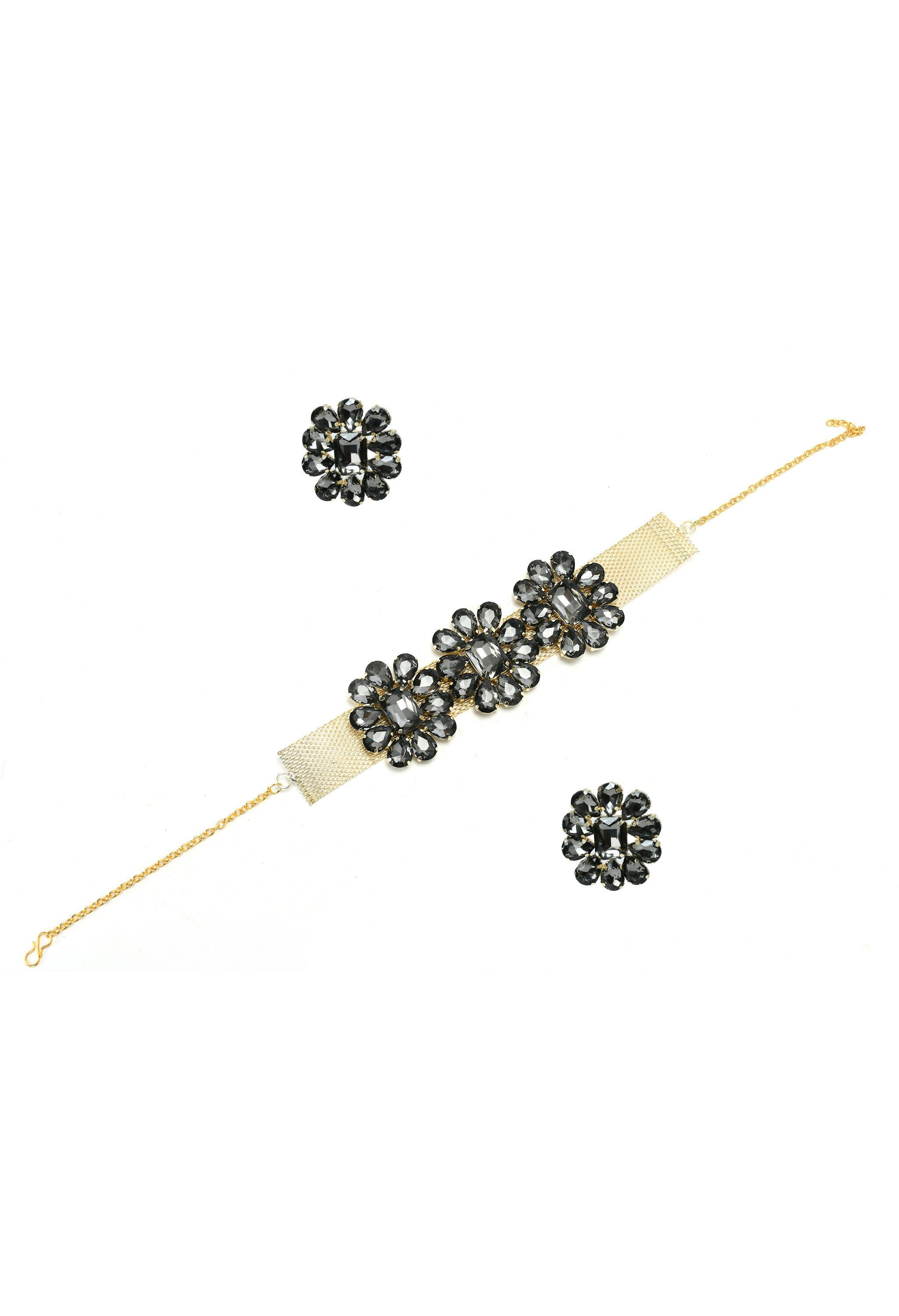 Mominos Fashion Joharkamal Gold-Plated Brass Finish Stone Choker For Women & Girls (Grey) - Distacart