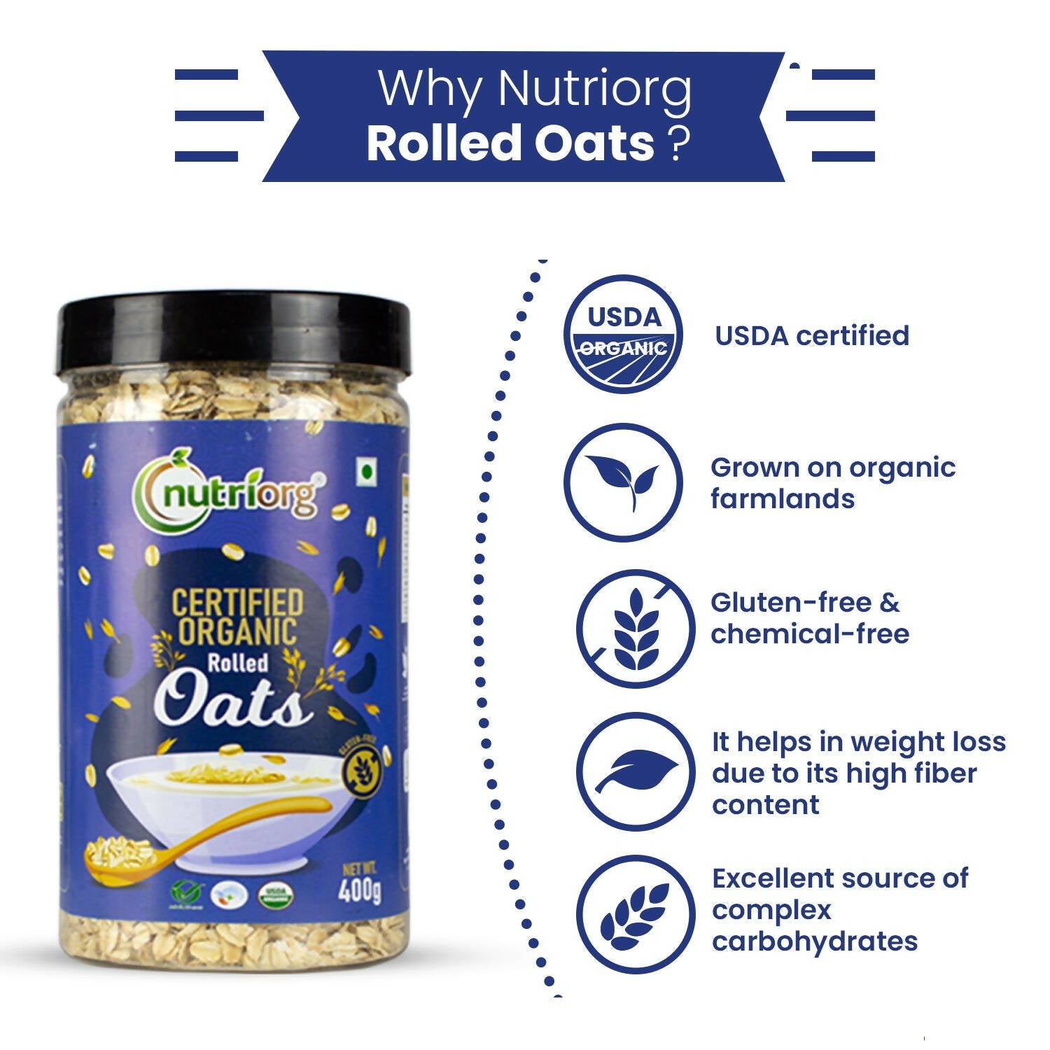 Nutriorg Certified Organic Rolled Oats - Distacart