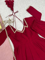 Evanik Women Red Ethnic Anarkali Kurta Set For Festive & Wedding Wear - Distacart