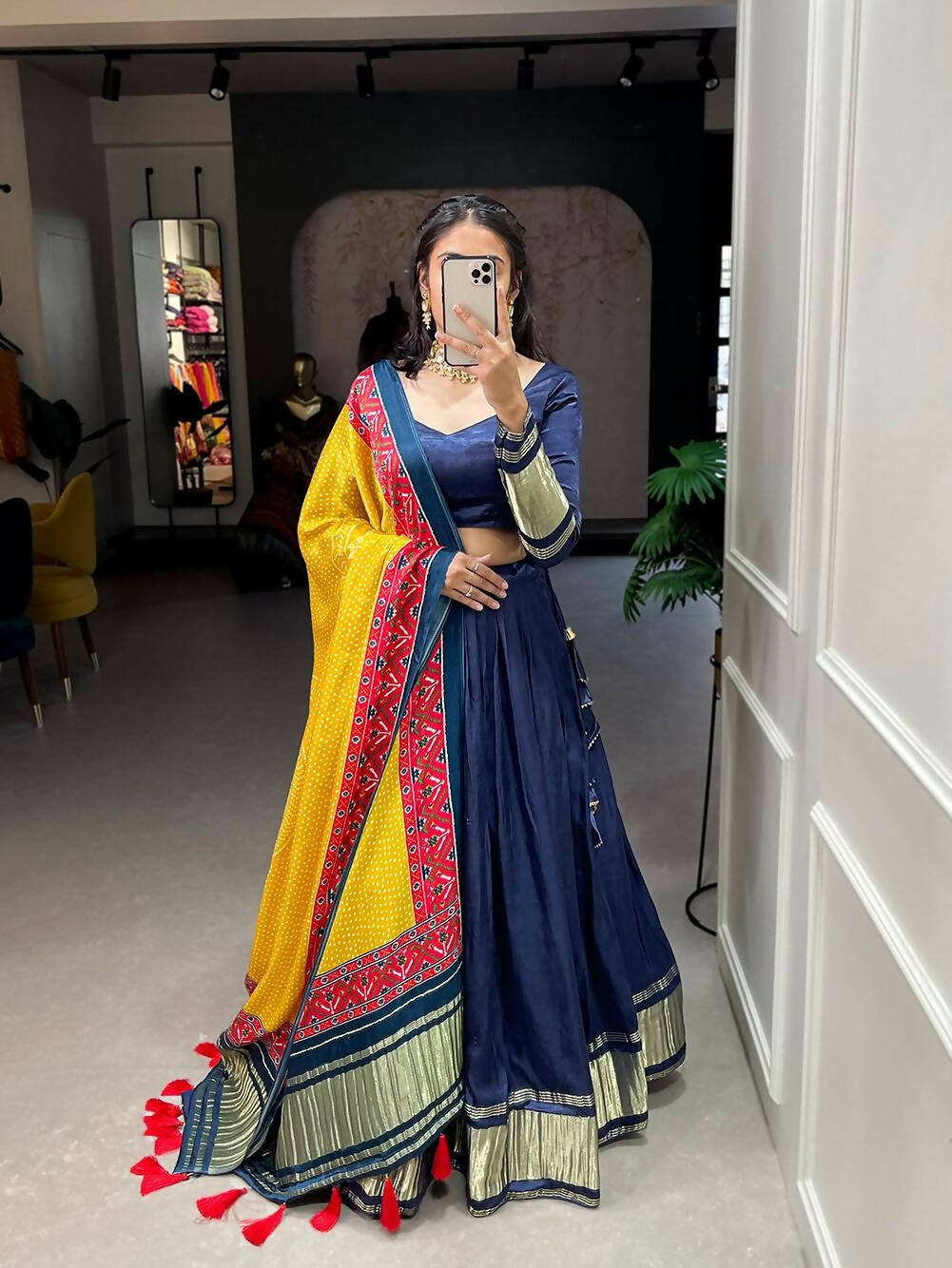 DEIANA'S Beautiful Pure Gaji Silk Weaving Lehengha Choli - Navy Blue