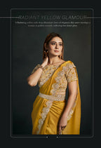 Mustard Organza Silk Crepe Cord Sequence & Thread Embroidered & Stone Work Saree - Moh-Manthan Royal Enigma