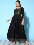 Ahalyaa Women Black Poly Silk Printed Dress - Distacart
