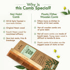 Nat Habit Kacchi Neem Wooden Comb - Soaked In 13 Herbs, Neem & Sesame Oil For Multi-Actions - Distacart