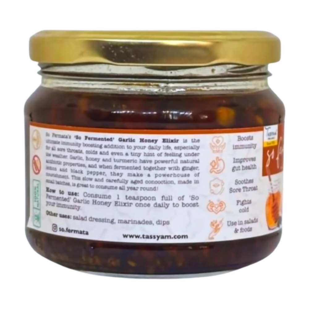 Tassyam Organics Fermented Garlic Honey Elixir with Ginger & Turmeric - Distacart