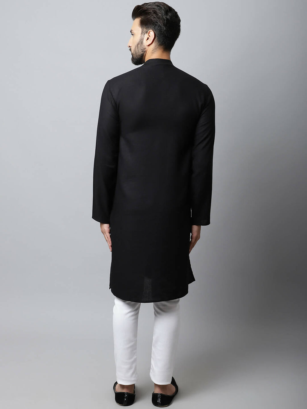 Even Apparels Black Color Linen Linen Men's Kurta With Side Placket (LN761) - Distacart