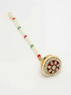 NVR Women's Gold-Polished CZ Stone-Studded Borla Maang Tikka - Distacart