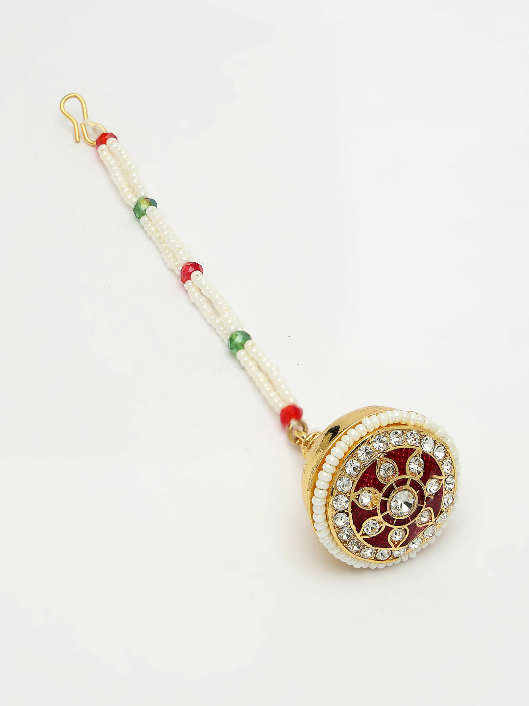 NVR Women's Gold-Polished CZ Stone-Studded Borla Maang Tikka - Distacart