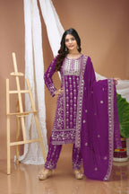 Lehenga Mart Designer Salwar Suit With Kurta, Pant, Dupatta For Women-Purple - Distacart