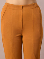 Myshka Women's Mustard Solid Party Parallel Trousers