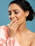 White Pearl Adjustable Ring- Ruby Raang