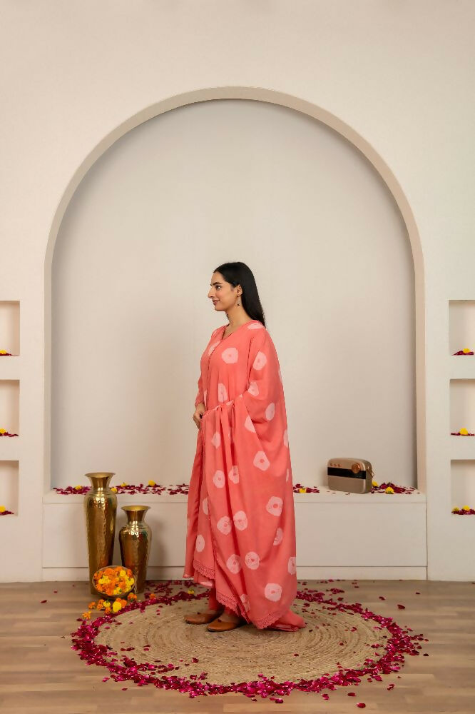 Joban Fashion Pink Tie & Dye Cotton Suit Set - Distacart
