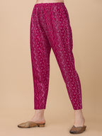 Nayra Cut Bandhani Printed & Embroidered Pink Kurta With Pant & Dupatta Set, Multicolor - Hiral Fashion