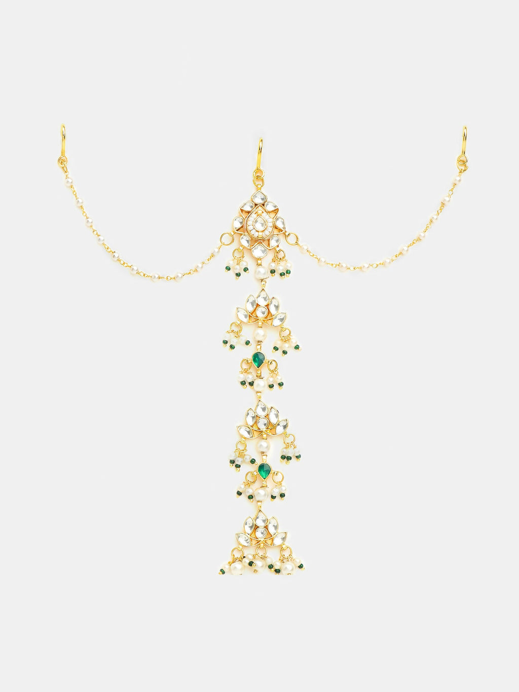 Ruby Raang Kundan And Pearl Hair Accessory