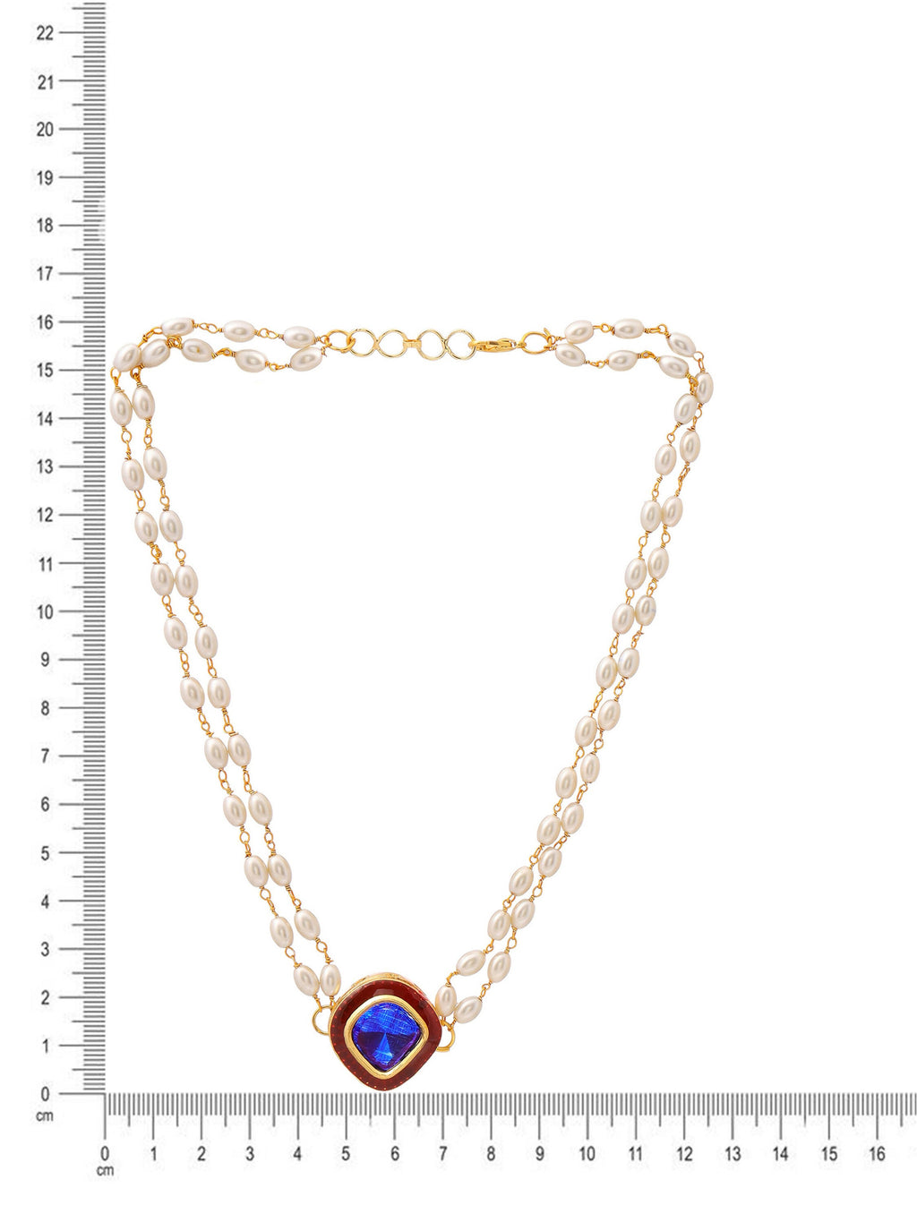 Ruby Raang Blue Meenakari & Pearl Choker