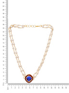 Ruby Raang Blue Meenakari & Pearl Choker