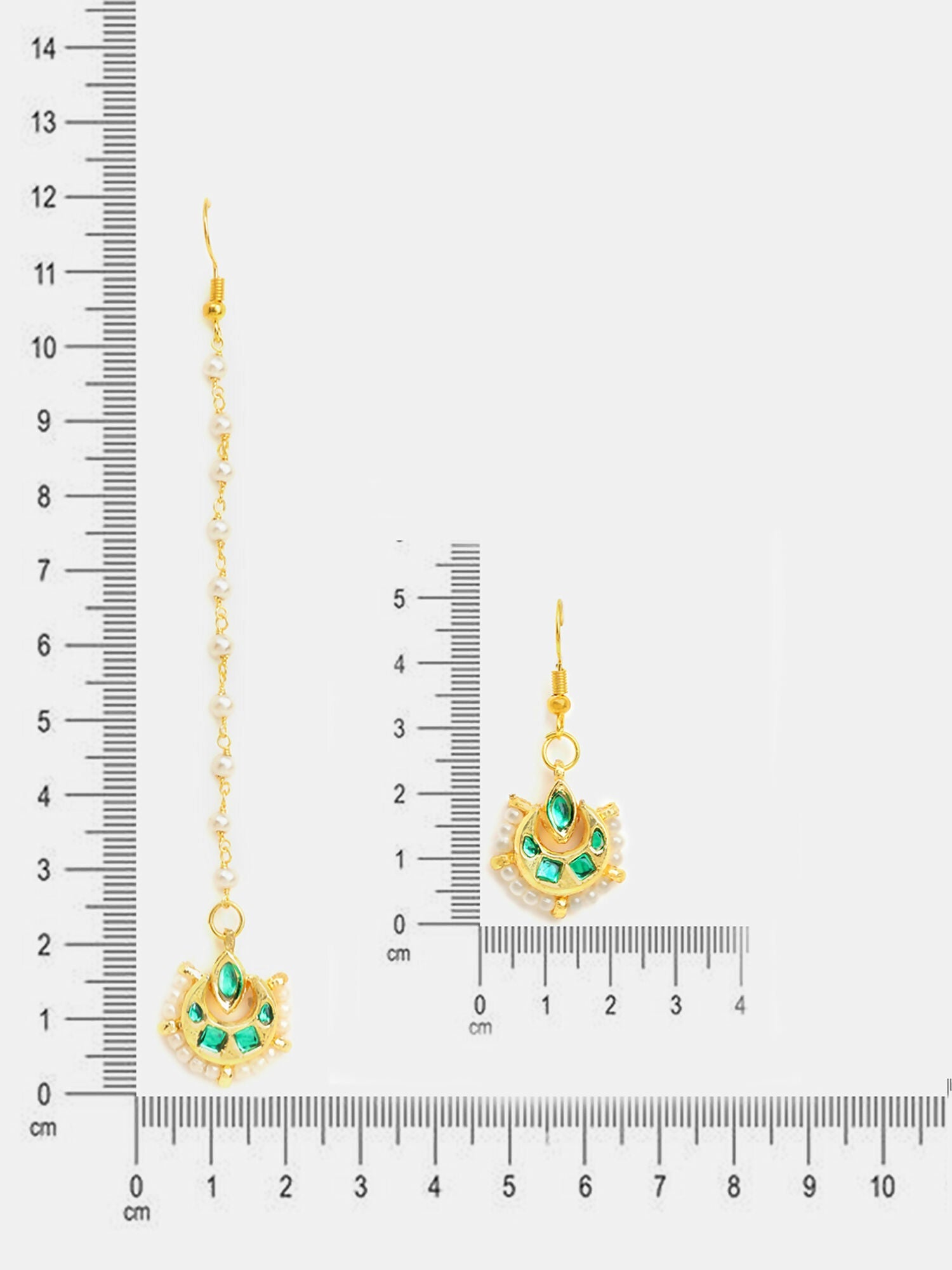 Ruby Raang Gold Green Kundan Earrings And Maang Tikka - Distacart