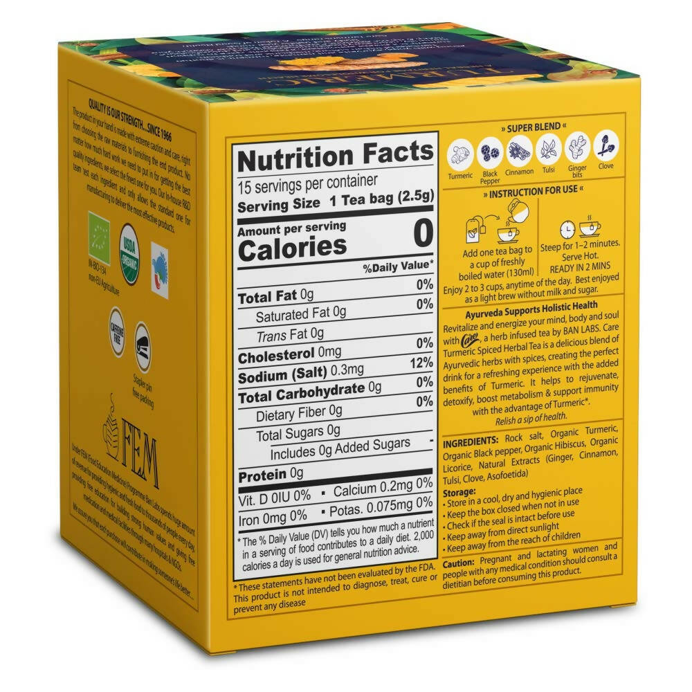 Care Turmeric Spiced Herbal Tea Bags