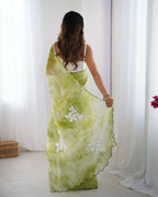 Green Jimmy Choo Printed, Sequence Embroidery Work Saree - Saima