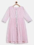 Ahalyaa Pink Crepe Front Slit Girl's Kurta