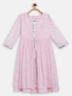 Ahalyaa Pink Crepe Front Slit Girl's Kurta
