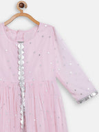 Ahalyaa Pink Crepe Front Slit Girl's Kurta