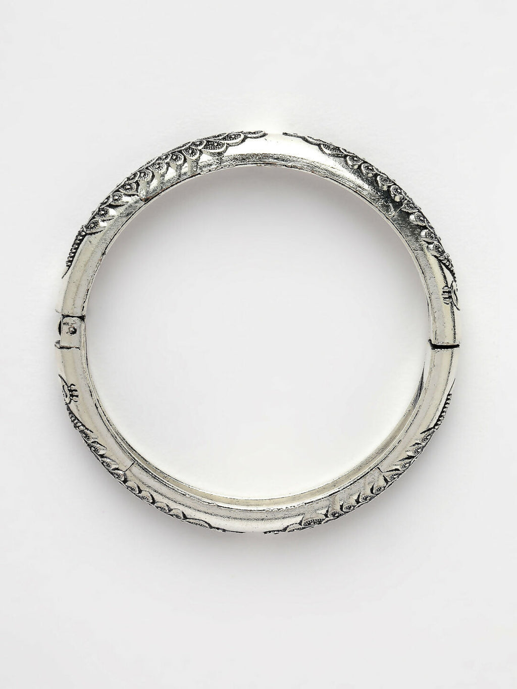 NVR Women's Set of 2 Silver-Toned German Silver Peacock Design Oxidised Kada Bangle - Distacart