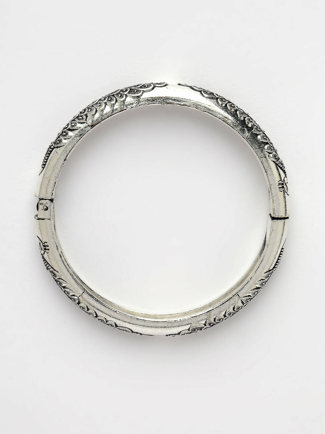 NVR Women's Set of 2 Silver-Toned German Silver Peacock Design Oxidised Kada Bangle - Distacart