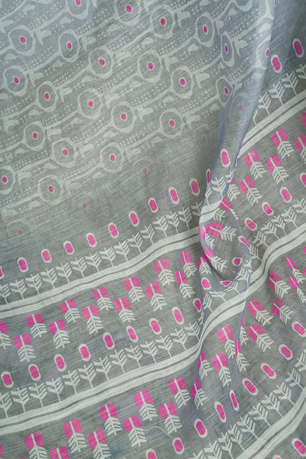 Vastranavya Grey Digital Printed Linen Ready To Wear Designer Saree with Unstitched Blouse - Distacart