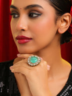 Ruby Raang Teardrop Green Stone Ring