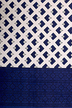 Vamika Printed Cotton White & Blue Bedsheet With Pillow Covers (LEOC_BRFI_B)