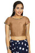 Aastha Fashion Women's Beige Art Silk Designer Party Wear Readymade Blouse
