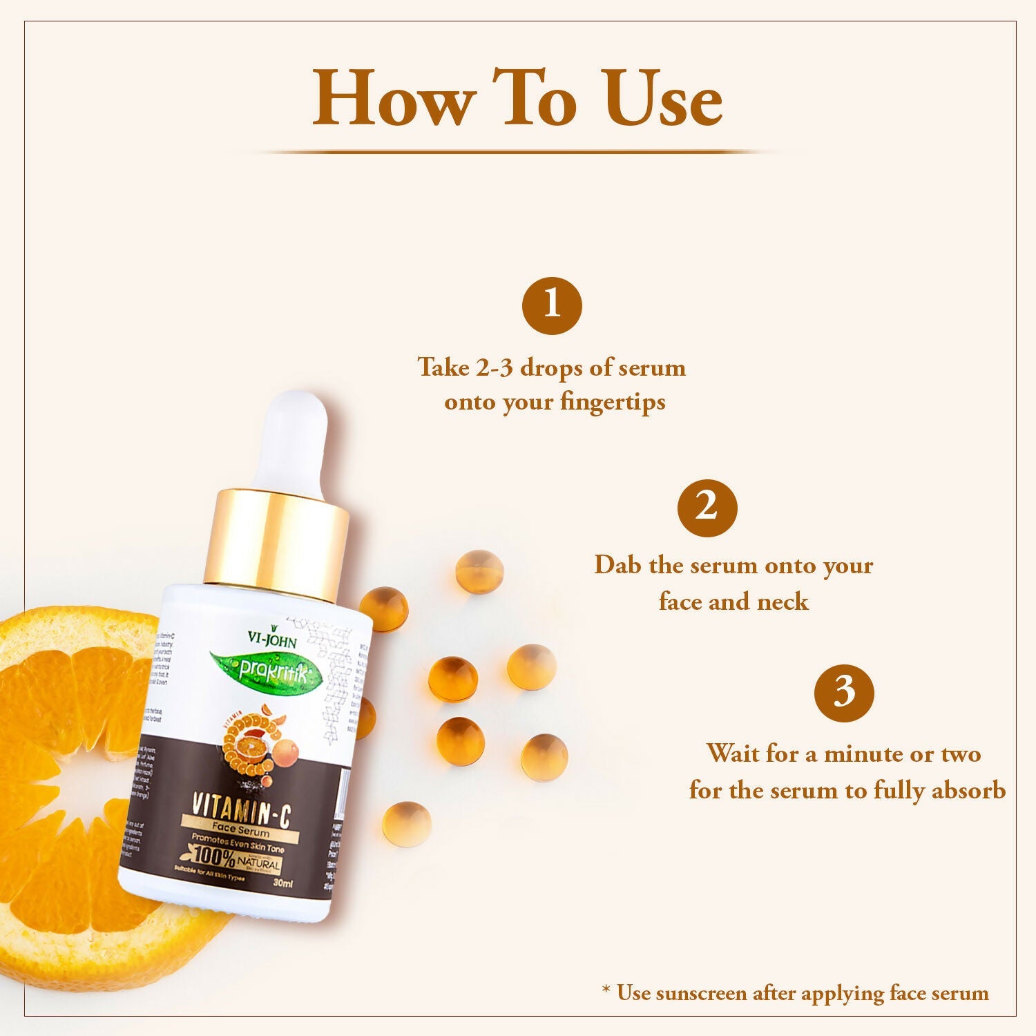 VI-JOHN Prakritik Vitamin C Face Serum Brightening, Anti-Aging & Glowing Skin, 100% Bio-Actives - Distacart