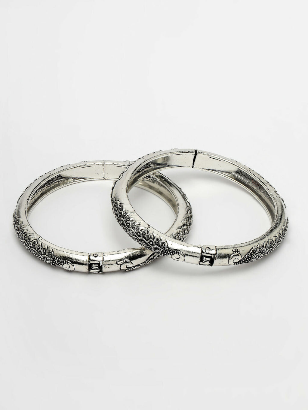 NVR Women's Silver-Toned German Silver Peacock Design Oxidised Kada Bangle - Distacart