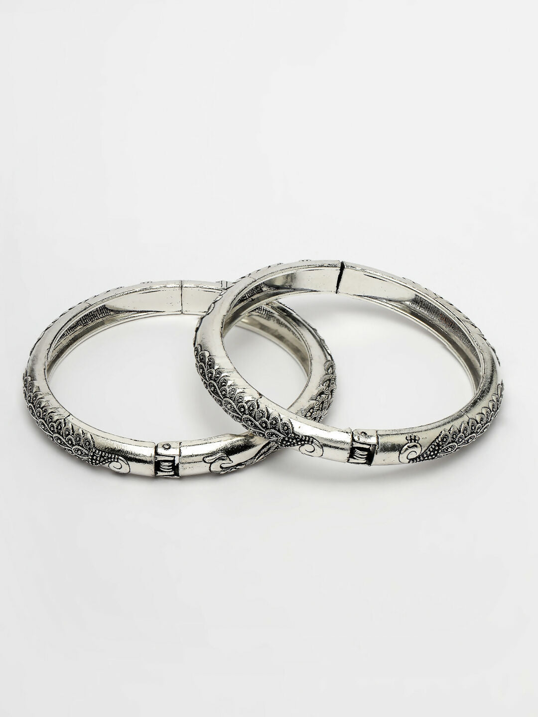 NVR Women's Silver-Toned German Silver Peacock Design Oxidised Kada Bangle - Distacart