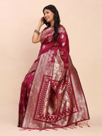 Shree Shyam Fashion Banarasi Silk Magenta Saree - Distacart