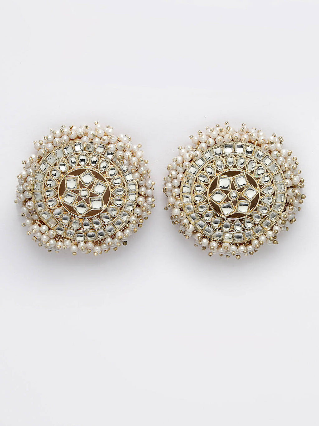 NVR Women Gold-Toned Circular Studs Earrings - Distacart