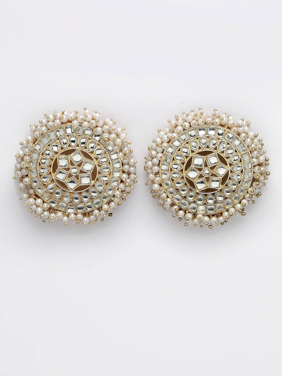 NVR Women Gold-Toned Circular Studs Earrings - Distacart
