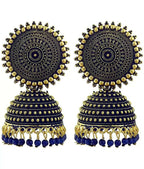 Mominos Fashion Joharkamal Gold-Plated Meenakari Jhumkas For Women & Girls (Blue) - Distacart