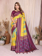 Aastha Fashion Yellow Soft Silk Weaving Saree - Distacart