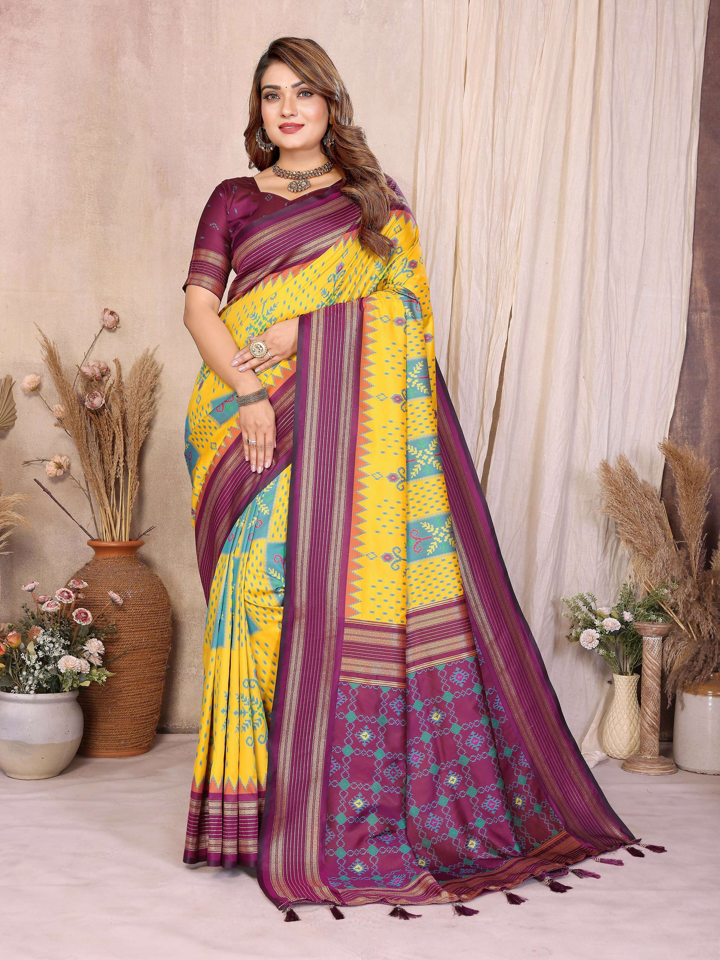 Aastha Fashion Yellow Soft Silk Weaving Saree - Distacart