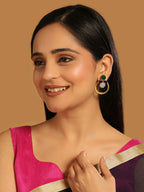 Nuyug 22K Gold Plated Cubic Zirconia Studded Contemporary Stone Earrings - Distacart