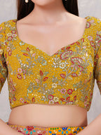 Joban Fashion Women Silk Mustard Stitched Blouse