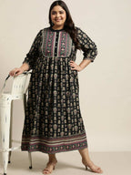 Juniper Women`s Dark Blue Rayon Fusion Wear Printed A-line Dress - Distacart