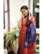 DEIANA'S Beautiful Designer Golden zari Soft Lichi Silk Saree - Navy Blue