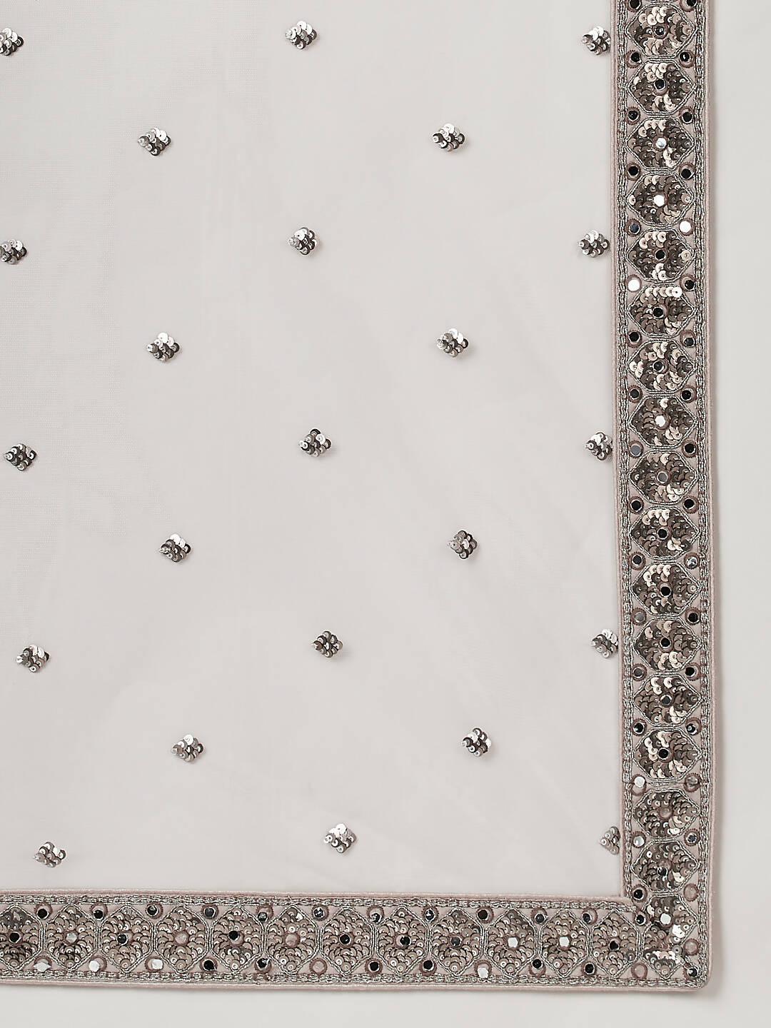 House of Panchhi Beige - Net Mirror & Sequins Embroiderey Lehenga choli
