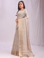 Shree Shyam Fashion Organza Cream Saree - Distacart